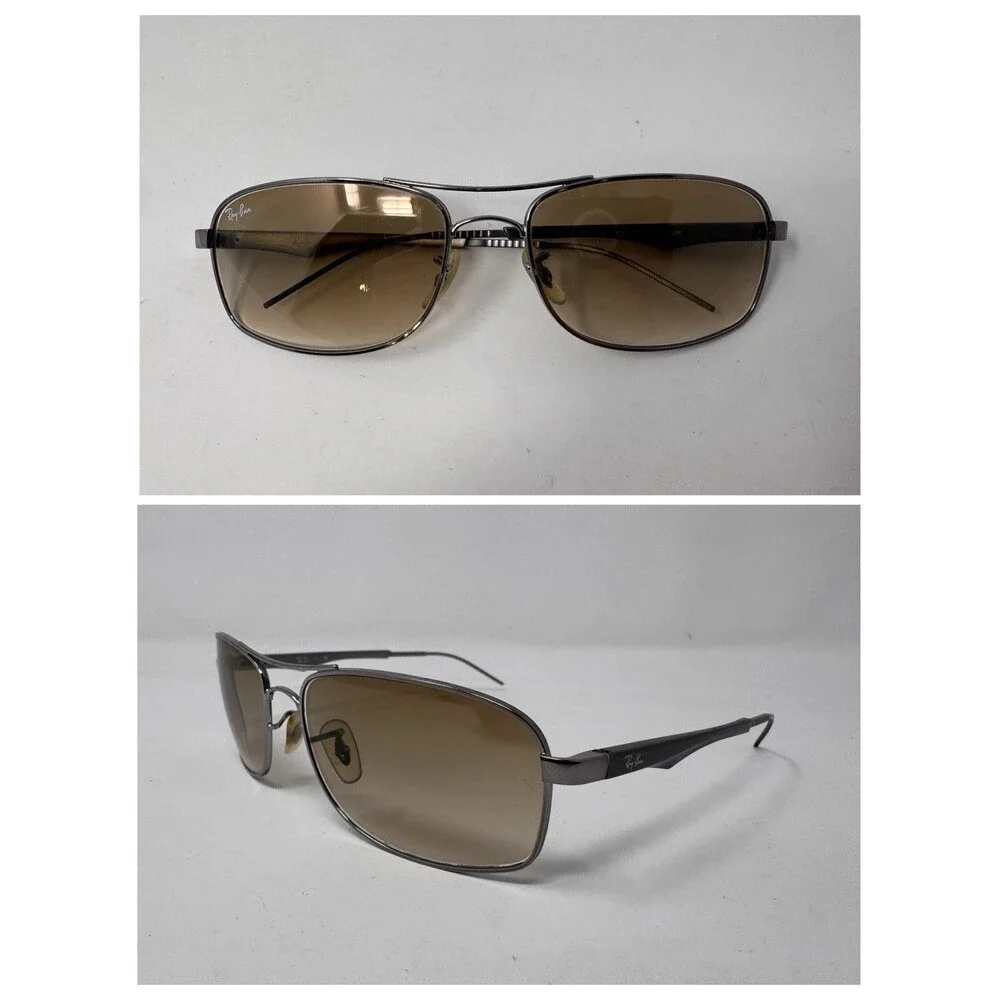 Ray-Ban RB3484 Sunglasses 60-17 Gunmetal 004/51 Rectangular Metal Italy